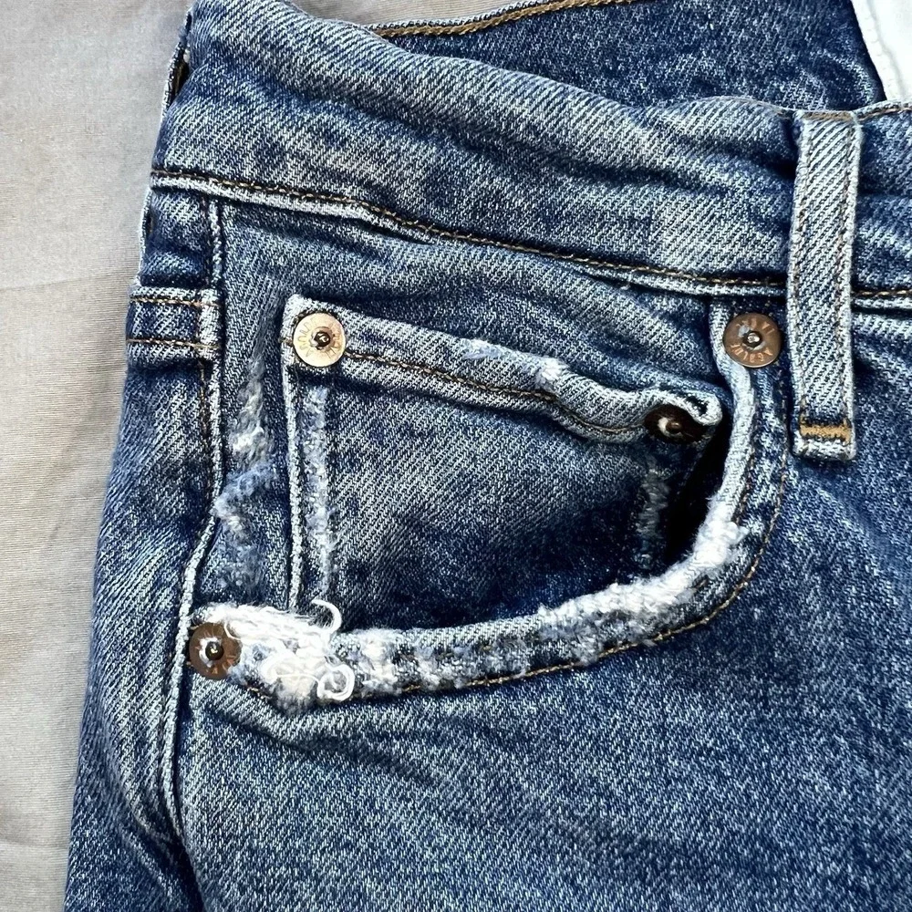 AGOLDE Riley Jeans Womens Size 26x26 High Rise Slim Straight Crop Blue Frequency
